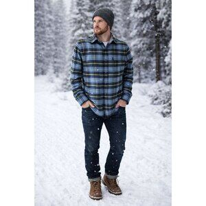 American Eagle Blue Green Plaid Flannel Shirt Mens M Classic Fit Soft